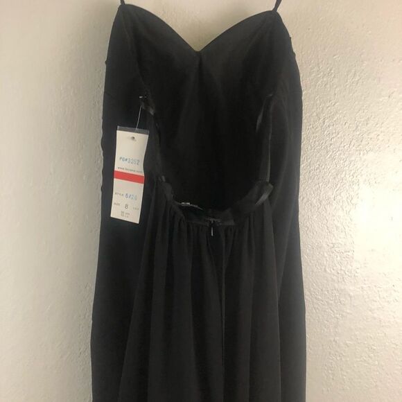 Faviana high front slit strapless black dress size 8 - Picture 6 of 10
